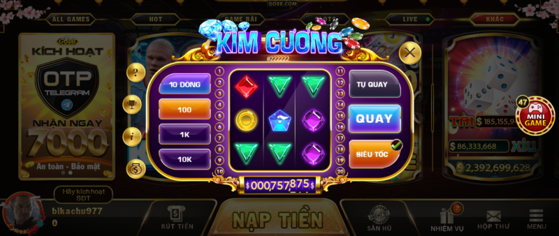 Nổ Hũ Kim Cương tại OK88 – Bùng nổ phần thưởng chỉ với một lần quay 1 Nổ Hũ Kim Cương tại Nhà cái OK88