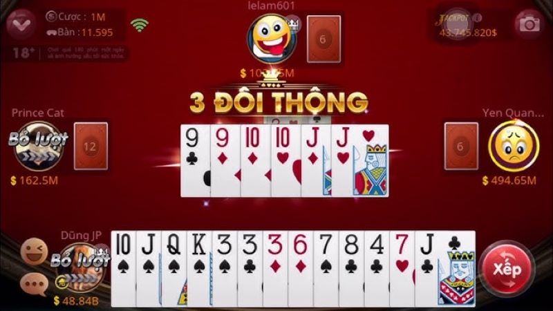 Tiến Lên Miền Nam tại OK88 – Trải nghiệm game bài cổ điển đầy chiến thuật 3 Sử dụng 3 đôi thông chặn quân 2
